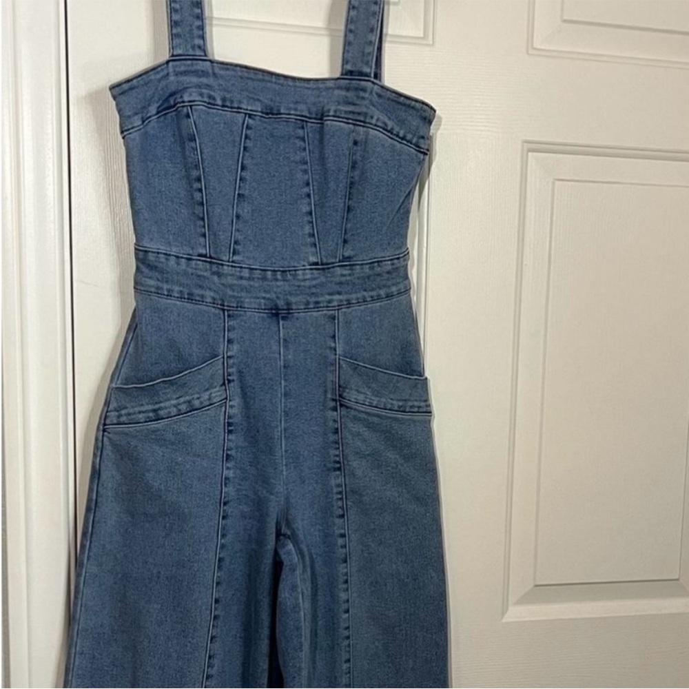 Forever 21 Denim Jumpsuit Wide Leg